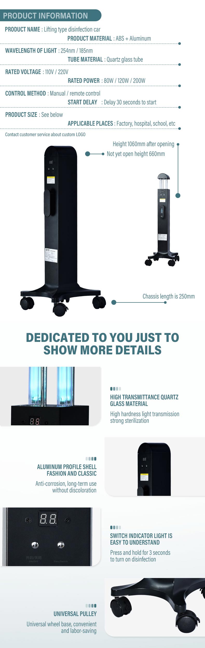 School hospital uvc sterilizer lamp