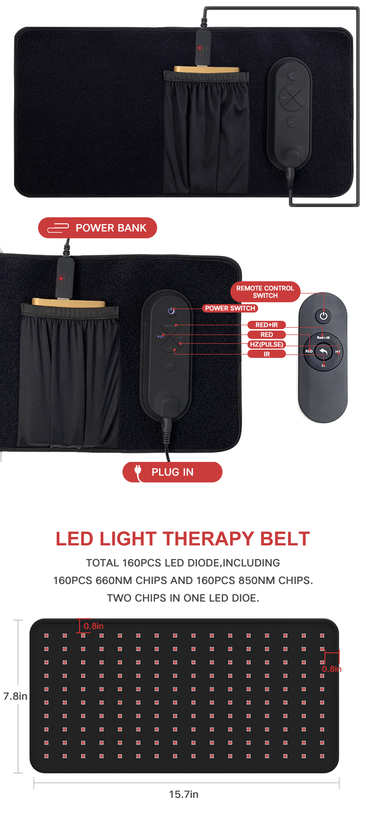 660nm 850nm red light therapy wrap belt